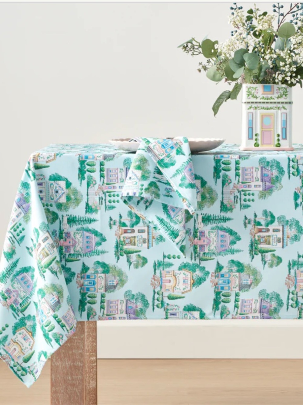 Lenox Spice Village Allover 60” x  102” Tablecloth Blue